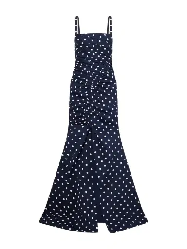 Carolina Herrera Gathered Polka-dot Cotton-blend Twill Gown | Thumbnail 1 Carolina Herrera Gathered Polka-dot Cotton-blend Twill Gown | Thumbnail 1