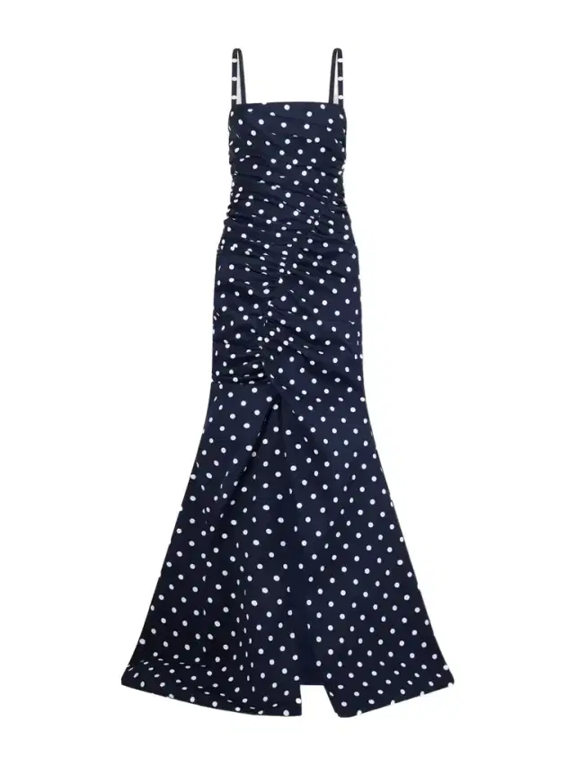 Carolina Herrera Gathered Polka-dot Cotton-blend Twill Gown