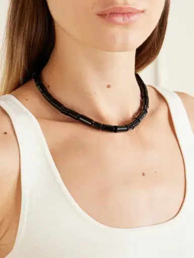LIÉ STUDIO The Sadie Sterling Silver Onyx Beaded Necklace | Thumbnail 2 LIÉ STUDIO The Sadie Sterling Silver Onyx Beaded Necklace | Thumbnail 2