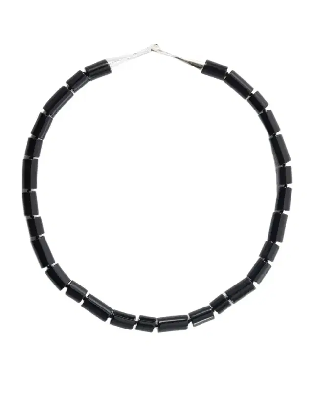 LIÉ STUDIO The Sadie Sterling Silver Onyx Beaded Necklace