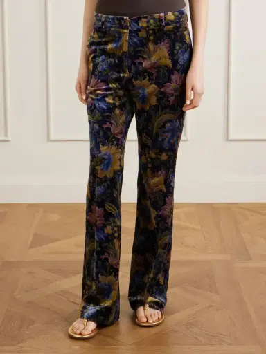 Etro Printed Cotton-blend Velvet Flared Pants | Thumbnail 3 Etro Printed Cotton-blend Velvet Flared Pants | Thumbnail 3
