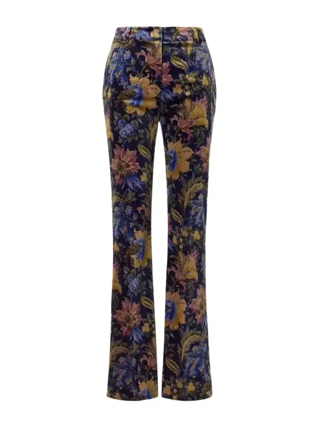 Printed Cotton-blend Velvet Flared Pants