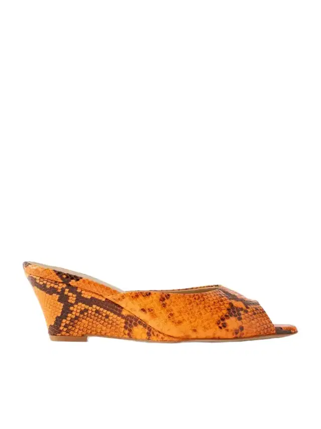 Jamie Haller The Kit Snake-effect Leather Mules