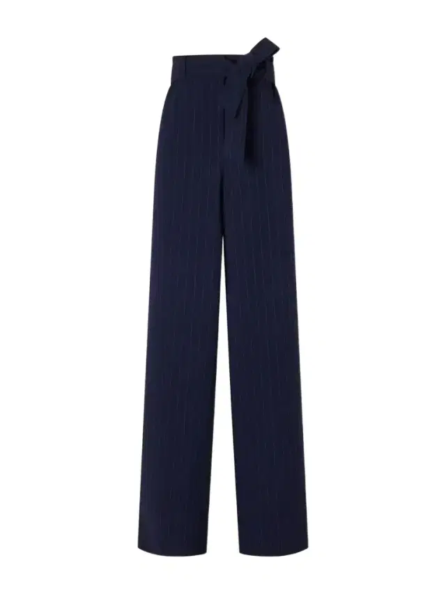 Striped Seersucker Virgin Wool-blend Pants