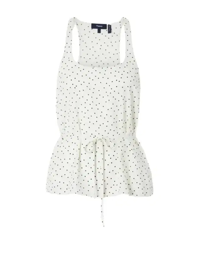 Belted Halterneck Polka-dot Tank