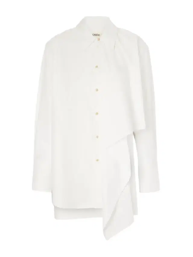 OSSOU Tess Draped Cotton Poplin Shirt
