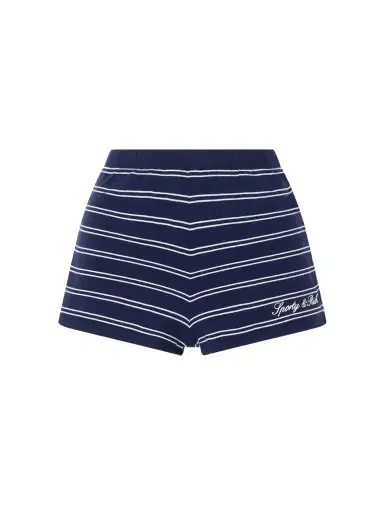 Sporty & Rich Logo-embroidered Striped Cotton-jersey Shorts | Thumbnail 1 Sporty & Rich Logo-embroidered Striped Cotton-jersey Shorts | Thumbnail 1