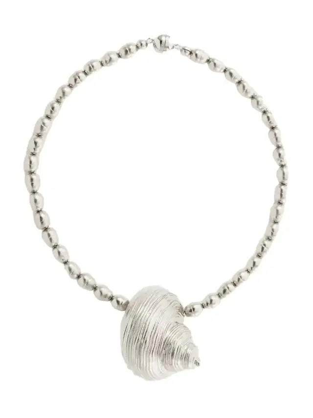 Julietta Mykonos Rhodium-pleated Beaded Necklace