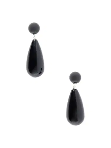 LIÉ STUDIO The Lola Sterling Silver Onyx Earrings | Thumbnail 1