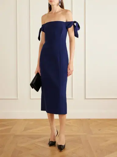 Carolina Herrera Off-the-shoulder Crepe Midi Dress | Thumbnail 2 Carolina Herrera Off-the-shoulder Crepe Midi Dress | Thumbnail 2