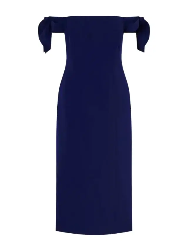 Off-the-shoulder Crepe Midi Dress