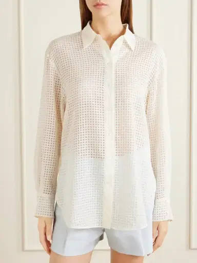 Another Tomorrow Gingham Point D’esprit Blouse | Thumbnail 3 Another Tomorrow Gingham Point D’esprit Blouse | Thumbnail 3