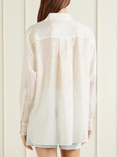 Another Tomorrow Gingham Point D’esprit Blouse | Thumbnail 4 Another Tomorrow Gingham Point D’esprit Blouse | Thumbnail 4