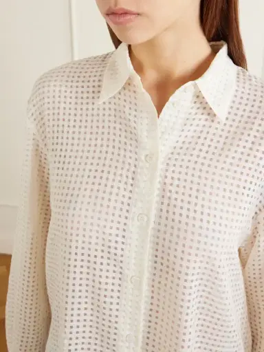 Another Tomorrow Gingham Point D’esprit Blouse | Thumbnail 5 Another Tomorrow Gingham Point D’esprit Blouse | Thumbnail 5