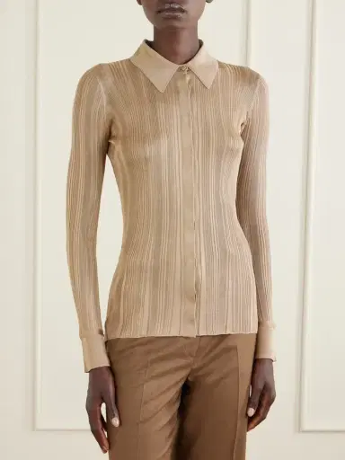 Gabriela Hearst Tamar Ribbed Silk Shirt | Thumbnail 3 Gabriela Hearst Tamar Ribbed Silk Shirt | Thumbnail 3