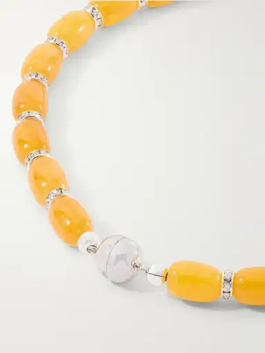 Julietta Donna Rhodium-pleated, Rhodochrosite And Crystal Beaded Necklace | Thumbnail 3 Julietta Donna Rhodium-pleated, Rhodochrosite And Crystal Beaded Necklace | Thumbnail 3