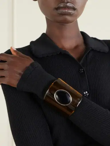 Julietta Nera Rhodium-plated, Onyx And Resin Cuff | Thumbnail 2