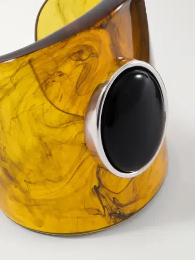 Julietta Nera Rhodium-plated, Onyx And Resin Cuff | Thumbnail 4