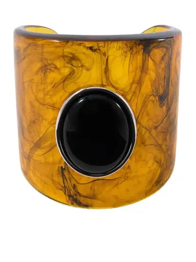 Julietta Nera Rhodium-plated, Onyx And Resin Cuff | Thumbnail 1