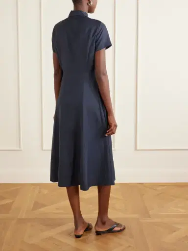 Theory Belted Pleated Satin Midi Dress | Thumbnail 3