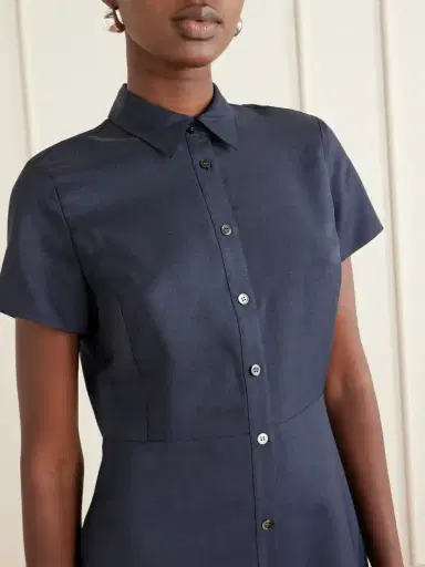 Theory Belted Pleated Satin Midi Dress | Thumbnail 4