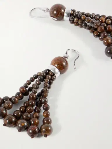 Le Sundial Venice Opera Tasseled Sterling Silver Bronzite Earrings | Thumbnail 3