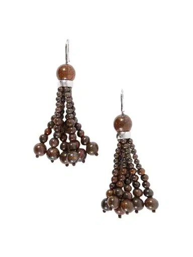 Le Sundial Venice Opera Tasseled Sterling Silver Bronzite Earrings | Thumbnail 1