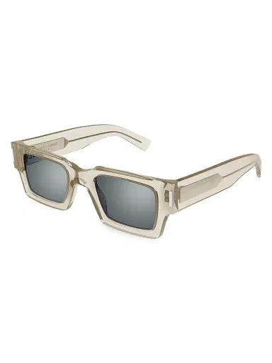 Saint Laurent Men's Naked Wirecore 50MM Rectangular Acetate Sunglasses - Beige | Thumbnail 1