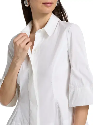 Lela Rose Women's Cotton-Blend Poplin Bell-Sleeve Top - White - Size 16 | Thumbnail 6