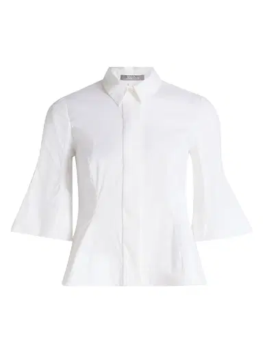 Lela Rose Women's Cotton-Blend Poplin Bell-Sleeve Top - White - Size 16 | Thumbnail 1