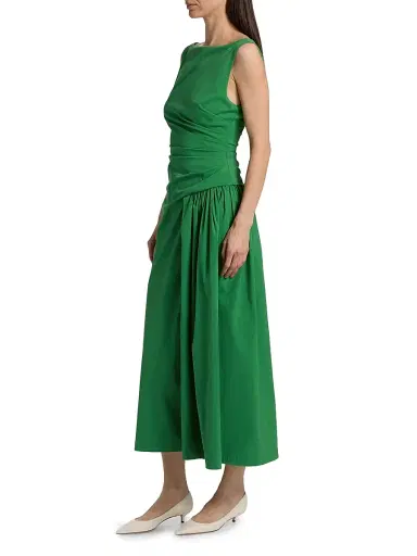 Lela Rose Women's Poplin Cotton-Blend Flounce Midi-Dress - Fern - Size 16 | Thumbnail 4 Lela Rose Women's Poplin Cotton-Blend Flounce Midi-Dress - Fern - Size 16 | Thumbnail 4