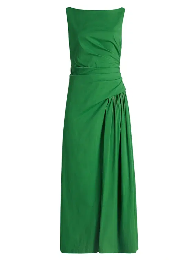 Lela Rose Women's Poplin Cotton-Blend Flounce Midi-Dress - Fern