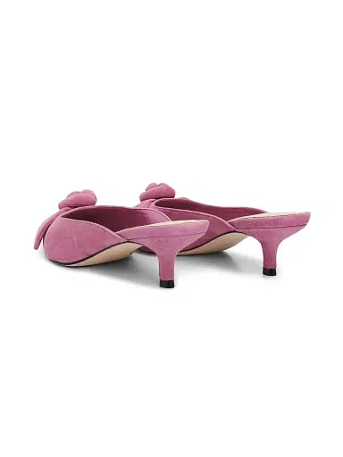 Cinq à Sept Women's Layla 50MM Knotted-Rose Suede Kitten-Heel Mules | Thumbnail 3 Cinq à Sept Women's Layla 50MM Knotted-Rose Suede Kitten-Heel Mules | Thumbnail 3