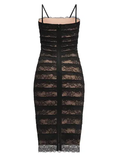 Hervé Léger Women's The Dara Lace Stripe Midi-Dress - Black - Size XL | Thumbnail 2 Hervé Léger Women's The Dara Lace Stripe Midi-Dress - Black - Size XL | Thumbnail 2