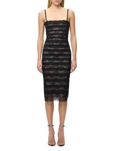 Hervé Léger Women's The Dara Lace Stripe Midi-Dress - Black - Size XL | Thumbnail 3 Hervé Léger Women's The Dara Lace Stripe Midi-Dress - Black - Size XL | Thumbnail 3
