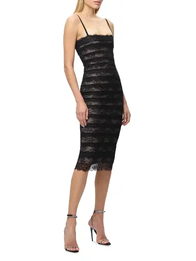 Hervé Léger Women's The Dara Lace Stripe Midi-Dress - Black - Size XL | Thumbnail 4 Hervé Léger Women's The Dara Lace Stripe Midi-Dress - Black - Size XL | Thumbnail 4