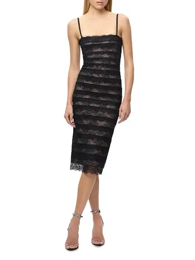 Hervé Léger Women's The Dara Lace Stripe Midi-Dress - Black - Size XL | Thumbnail 1 Hervé Léger Women's The Dara Lace Stripe Midi-Dress - Black - Size XL | Thumbnail 1