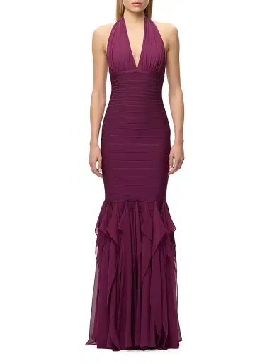 Hervé Léger Women's The Louisa Bandage Chiffon Gown | Thumbnail 3 Hervé Léger Women's The Louisa Bandage Chiffon Gown | Thumbnail 3