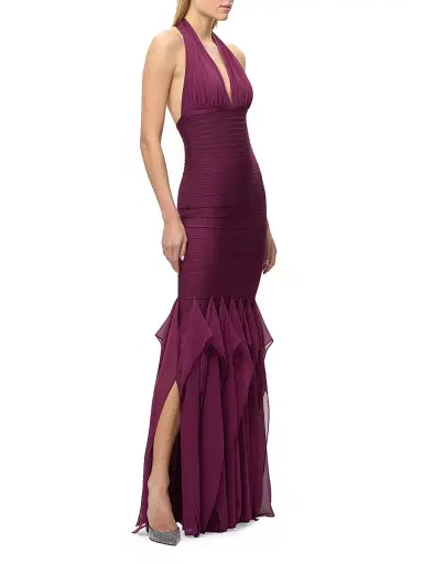 Hervé Léger Women's The Louisa Bandage Chiffon Gown | Thumbnail 4 Hervé Léger Women's The Louisa Bandage Chiffon Gown | Thumbnail 4