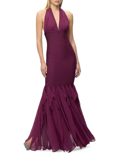Hervé Léger Women's The Louisa Bandage Chiffon Gown | Thumbnail 1 Hervé Léger Women's The Louisa Bandage Chiffon Gown | Thumbnail 1