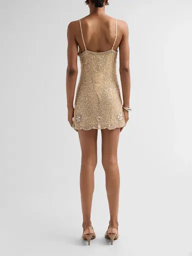 LoveShackFancy Women's Lyrica Embellished Mini Dress - Sunlit Sand | Thumbnail 3