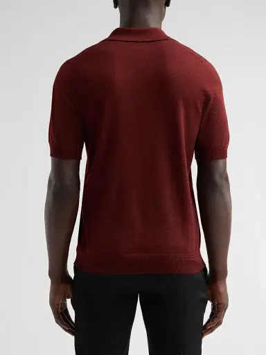 Alexander McQueen Men's Embroidered Wool Polo Shirt - Ruby Sapphire - Size 46 | Thumbnail 3