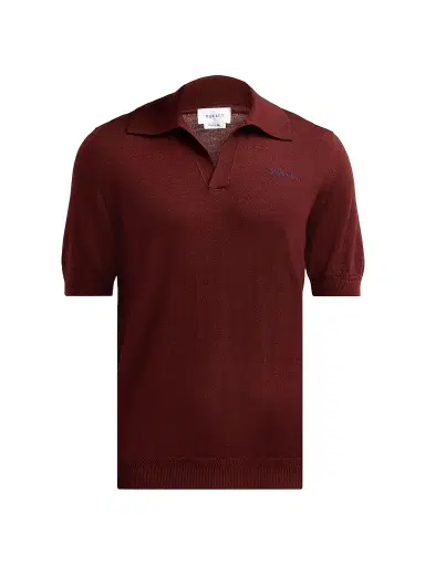 Alexander McQueen Men's Embroidered Wool Polo Shirt - Ruby Sapphire - Size 46 | Thumbnail 1