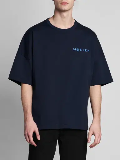 McQueen Men's Logo Cotton Crewneck T-Shirt - Black Multi | Thumbnail 3