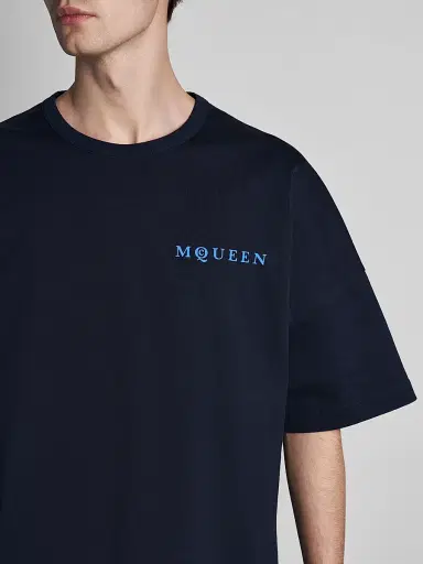 McQueen Men's Logo Cotton Crewneck T-Shirt - Black Multi | Thumbnail 6
