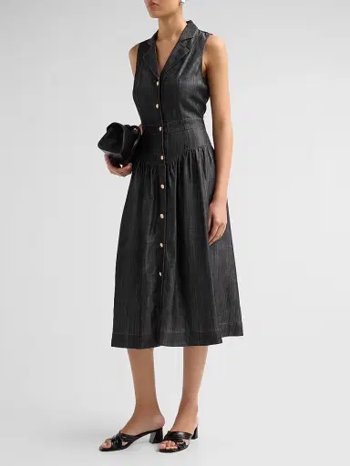Elie Tahari Women's July The Madison Denim Midi Dress | Thumbnail 4 Elie Tahari Women's July The Madison Denim Midi Dress | Thumbnail 4