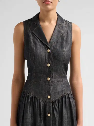 Elie Tahari Women's July The Madison Denim Midi Dress | Thumbnail 5 Elie Tahari Women's July The Madison Denim Midi Dress | Thumbnail 5
