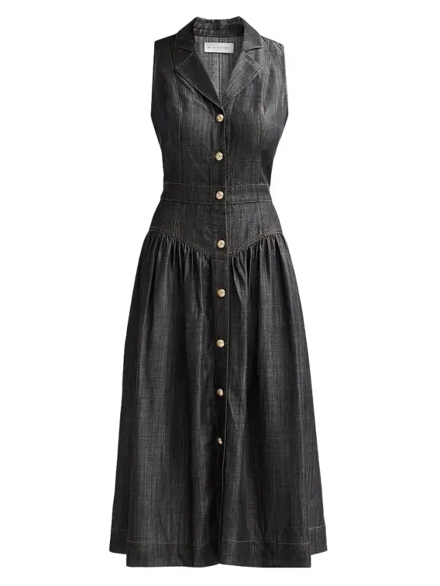 Elie Tahari Women's July The Madison Denim Midi Dress - Dark Denim