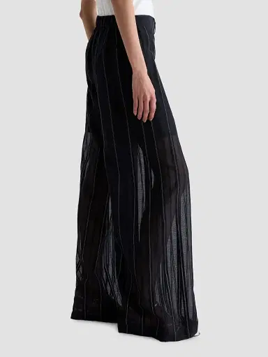 AG Jeans Women's Anna Pinstriped Cotton-Silk Trousers - Day To Night | Thumbnail 7