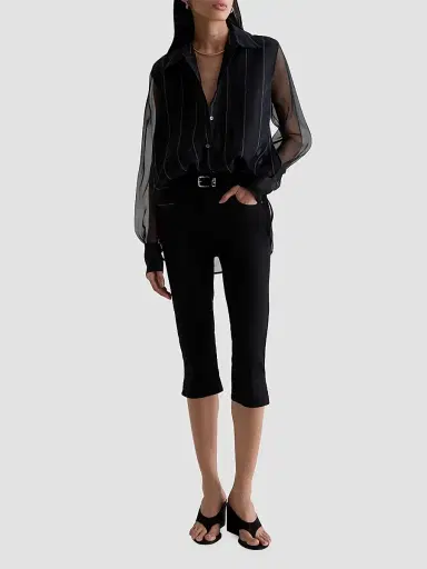 AG Jeans Women's Maisie Split-Cuff Capri Jeans - Super Black | Thumbnail 2